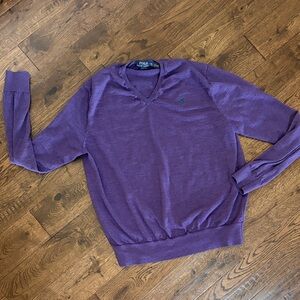 Polo by Ralph Lauren Purple V-Neck Pullover Sweater